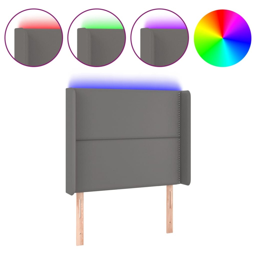 vidaXL Κεφαλάρι Κρεβατιού LED Γκρι 103x16x118/128 εκ. Συνθετ. Δέρμα