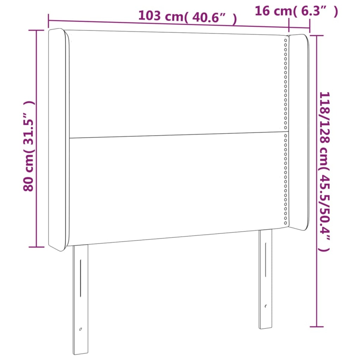 vidaXL Κεφαλάρι Κρεβατιού LED Γκρι 103x16x118/128 εκ. Συνθετ. Δέρμα