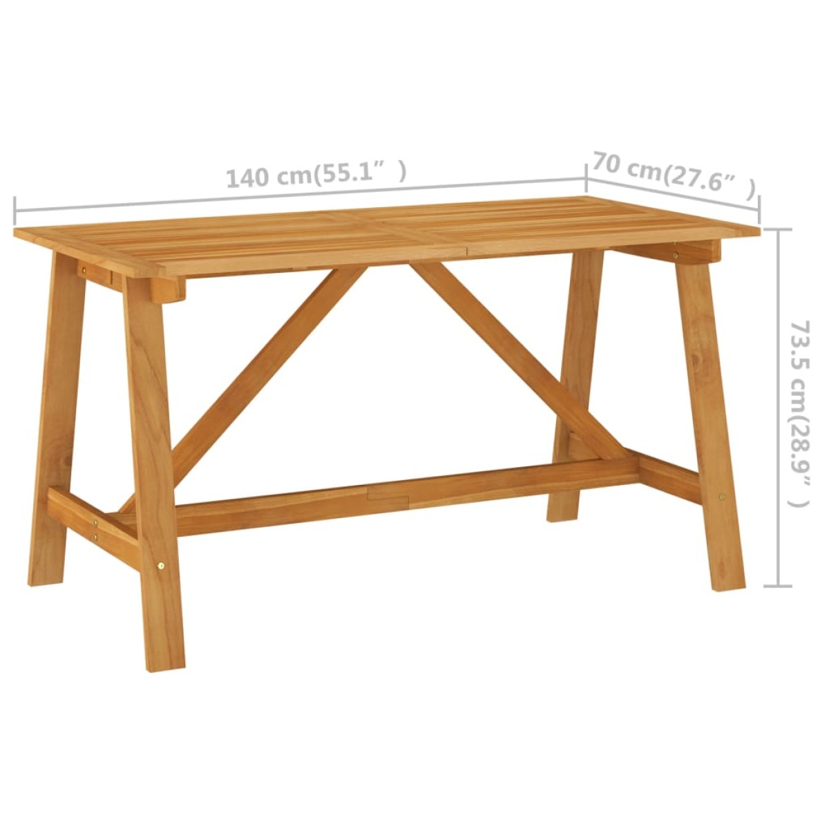 vidaXL Τραπεζαρία Κήπου 140 x 70 x 73,5 εκ. από Μασίφ Ξύλο Ακακίας