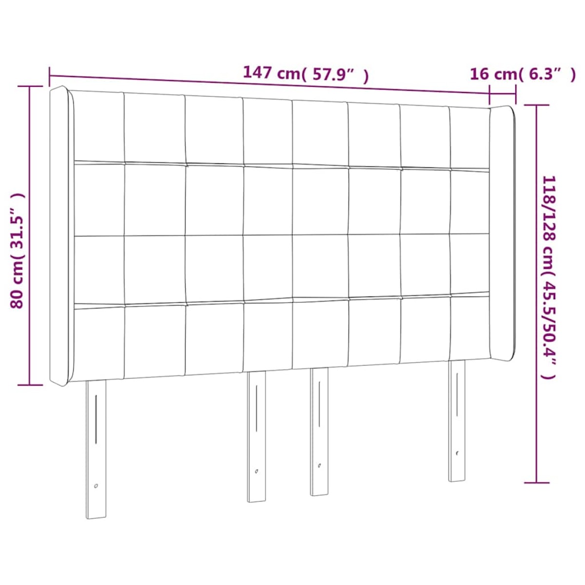 vidaXL Κεφαλάρι Κρεβατιού LED Σκούρο Πράσινο 147x16x118/128 εκ