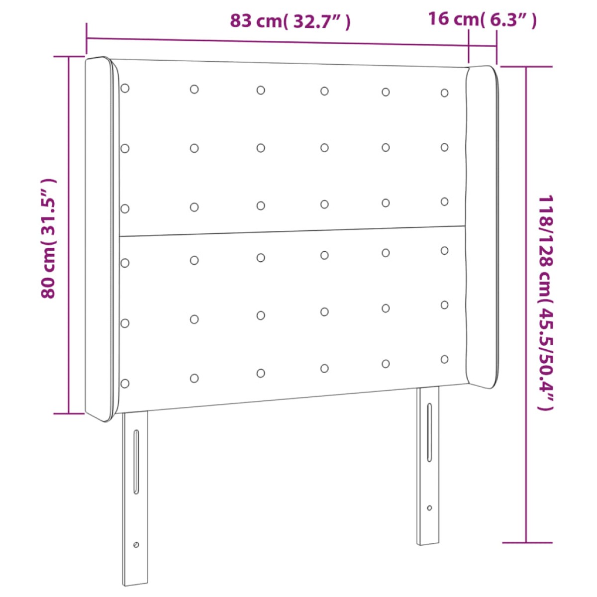vidaXL Κεφαλάρι Κρεβατιού LED Γκρι 83x16x118/128 εκ. Συνθετ. Δέρμα