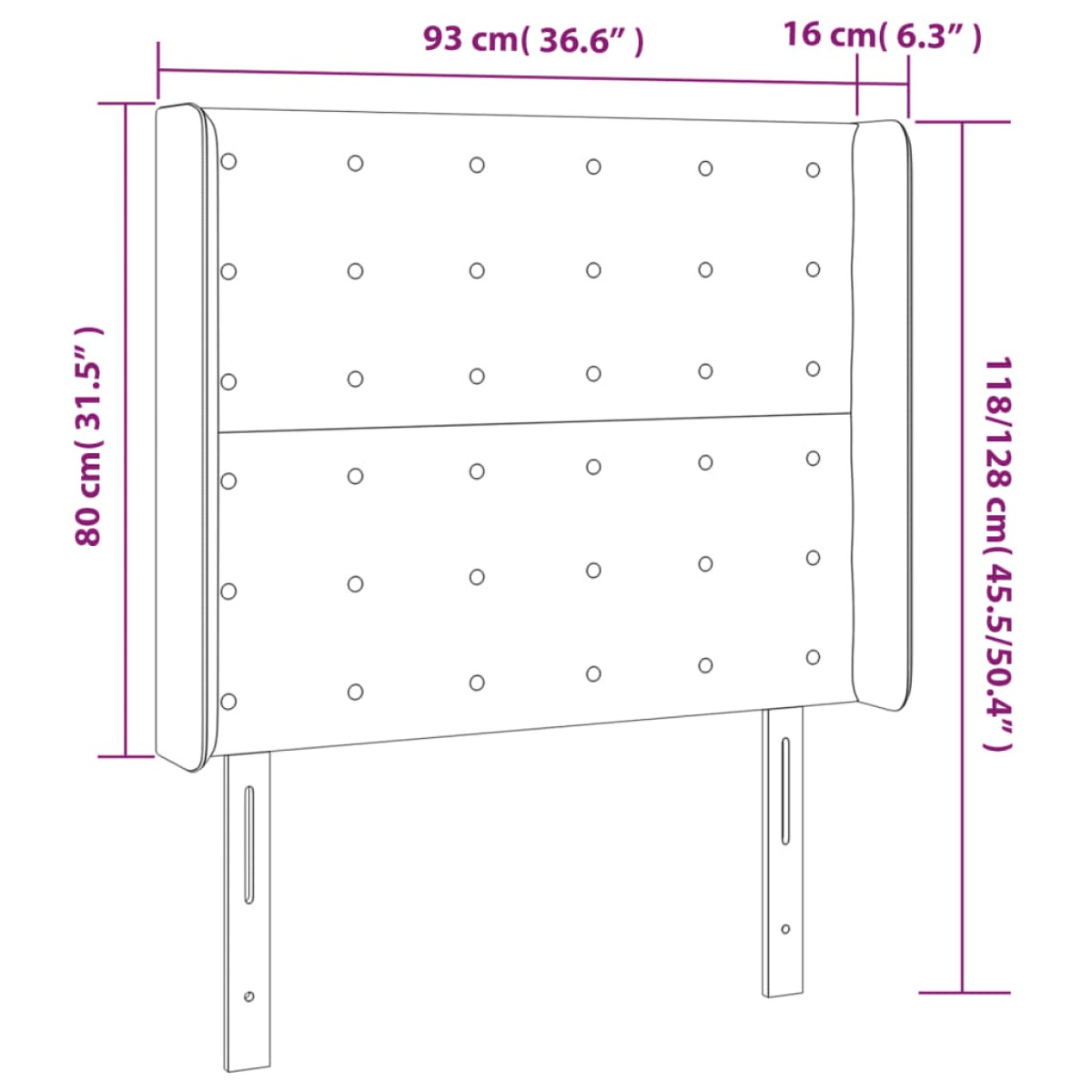 vidaXL Κεφαλάρι Κρεβατιού LED Γκρι 93x16x118/128 εκ. Συνθετ. Δέρμα