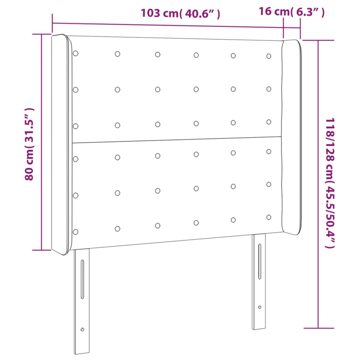 vidaXL Κεφαλάρι Κρεβατιού LED Γκρι 103x16x118/128 εκ. Συνθετ. Δέρμα