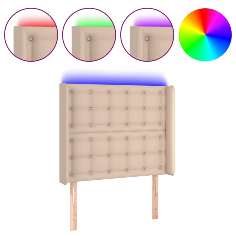 vidaXL Κεφαλάρι Κρεβατιού LED Καπουτσίνο 103x16x118/128 εκ
