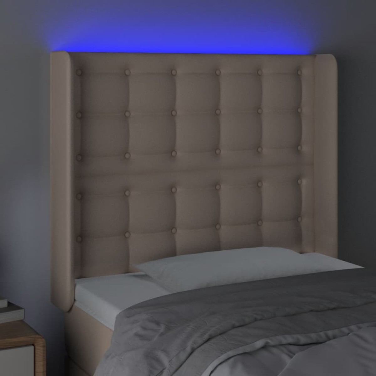 vidaXL Κεφαλάρι Κρεβατιού LED Καπουτσίνο 103x16x118/128 εκ