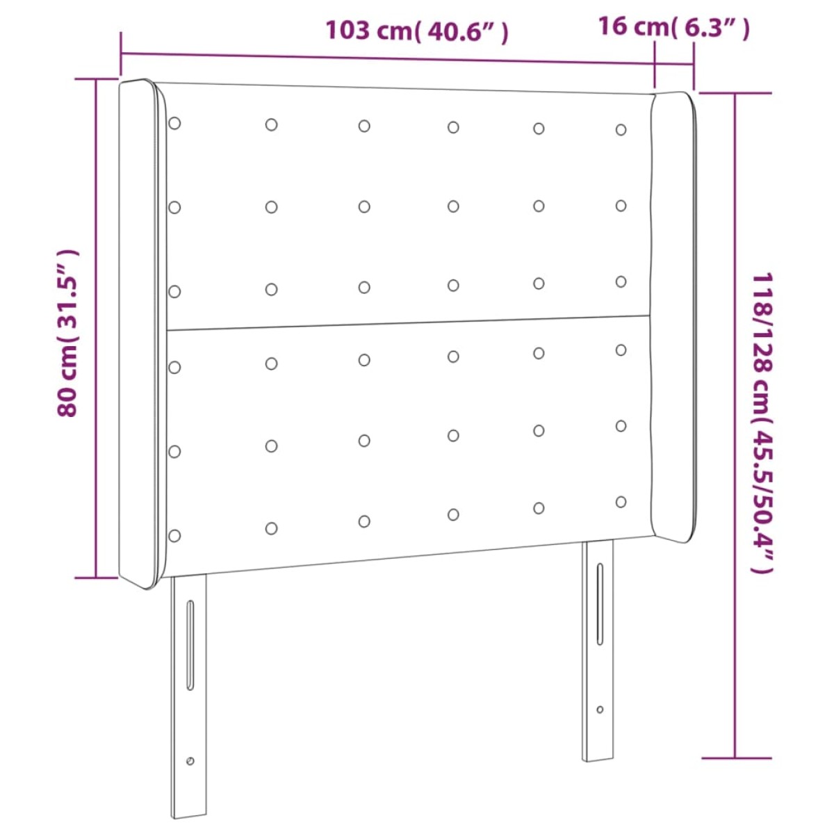 vidaXL Κεφαλάρι Κρεβατιού LED Καπουτσίνο 103x16x118/128 εκ