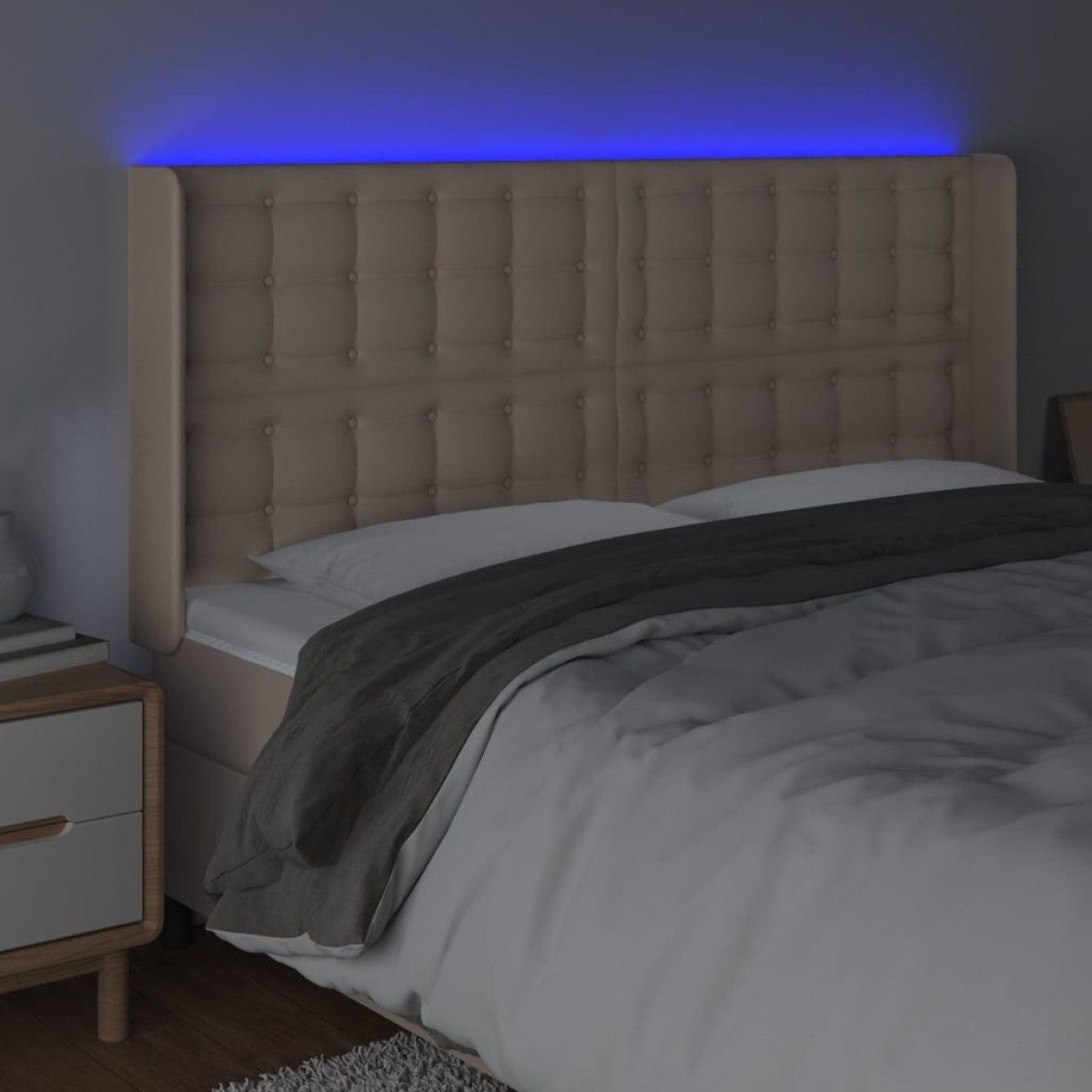 vidaXL Κεφαλάρι Κρεβατιού LED Καπουτσίνο 163x16x118/128 εκ