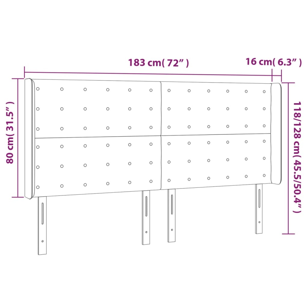 vidaXL Κεφαλάρι Κρεβατιού LED Καπουτσίνο 183x16x118/128 εκ