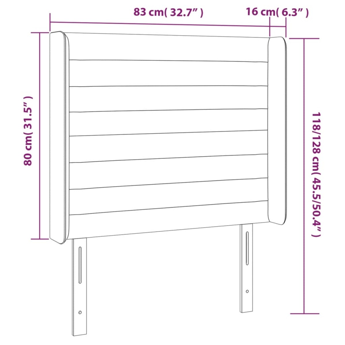 vidaXL Κεφαλάρι Κρεβατιού LED Κρεμ 83x16x118/128εκ. Υφασμάτινο