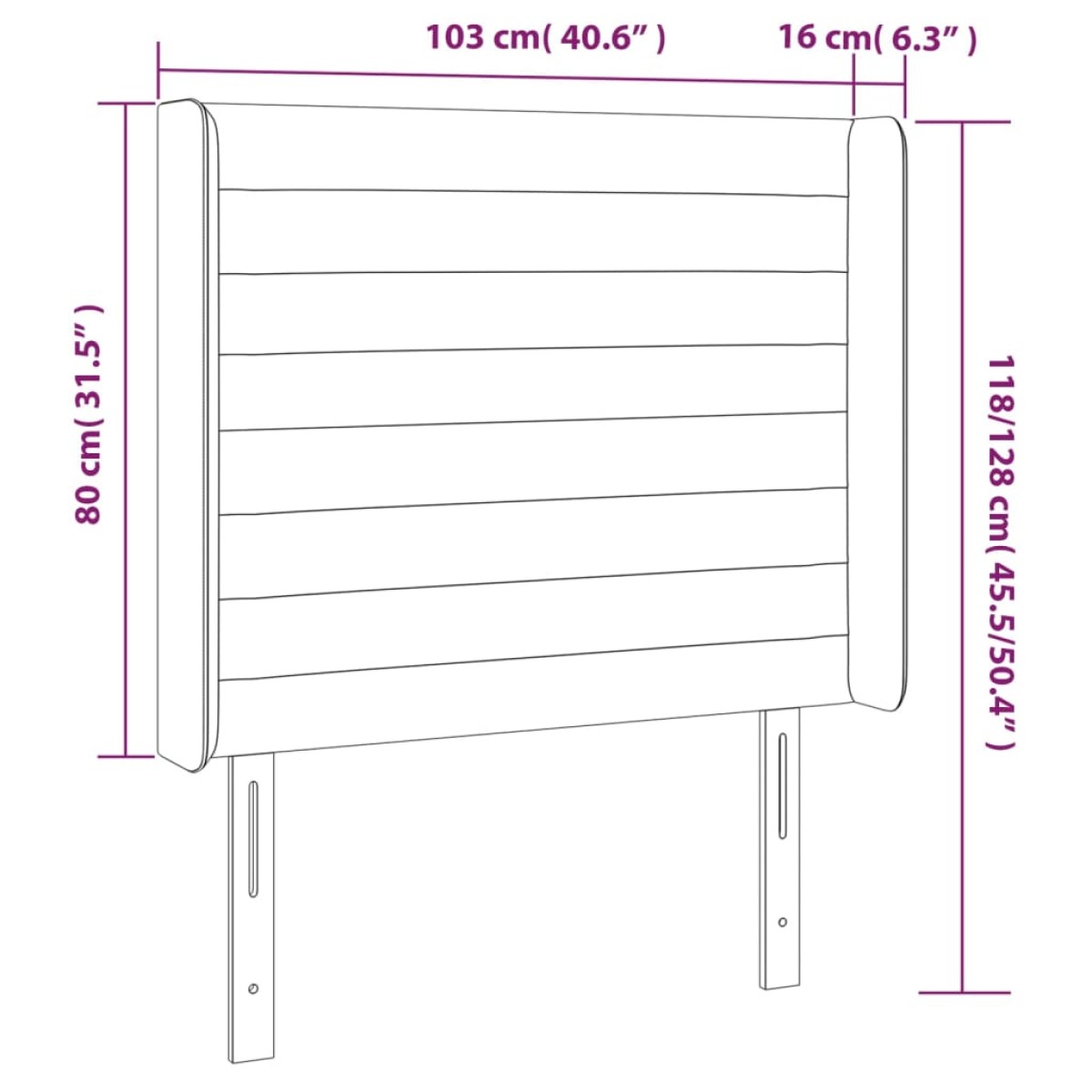 vidaXL Κεφαλάρι Κρεβατιού LED Taupe 103x16x118/128 εκ. Υφασμάτινο