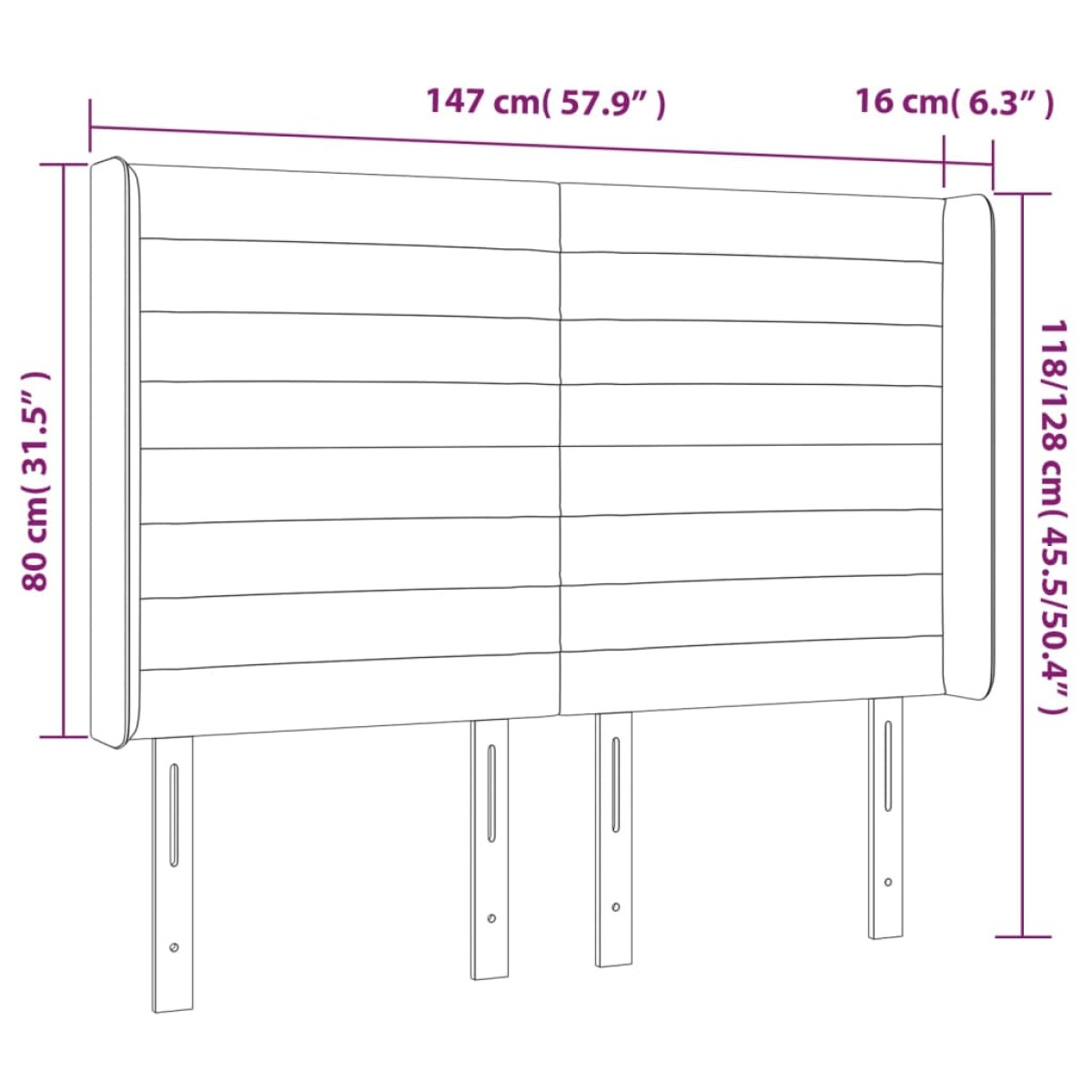 vidaXL Κεφαλάρι Κρεβατιού LED Σκούρο Καφέ 147x16x118/128εκ. Υφασμάτινο