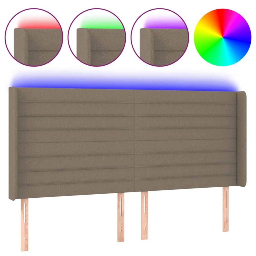 vidaXL Κεφαλάρι Κρεβατιού LED Taupe 183x16x118/128 εκ. Υφασμάτινο