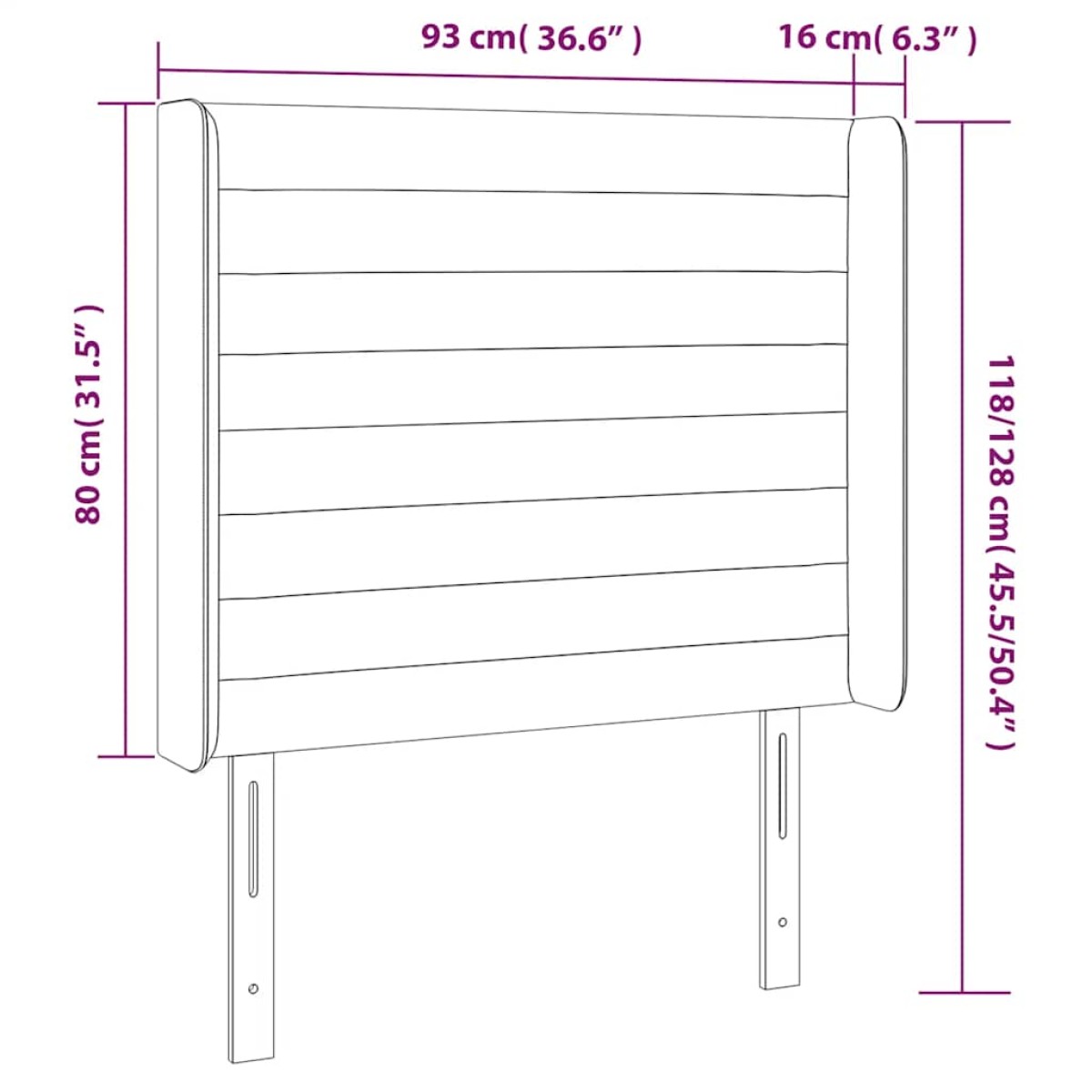 vidaXL Κεφαλάρι Κρεβατιού LED Σκούρο Μπλε 93x16x118/128εκ. Βελούδινο