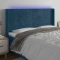 vidaXL Κεφαλάρι Κρεβατιού LED Σκούρο Μπλε 203x16x118/128 εκ. Βελούδινο