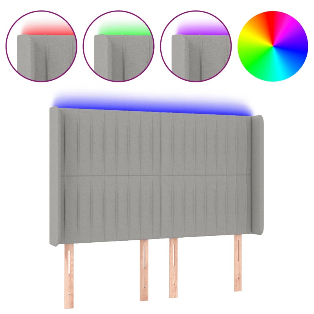vidaXL Κεφαλάρι Κρεβατιού LED Ανοιχτό Γκρι 147x16x118/128 εκ.