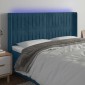 vidaXL Κεφαλάρι Κρεβατιού LED Σκούρο Μπλε 203x16x118/128 εκ. Βελούδινο