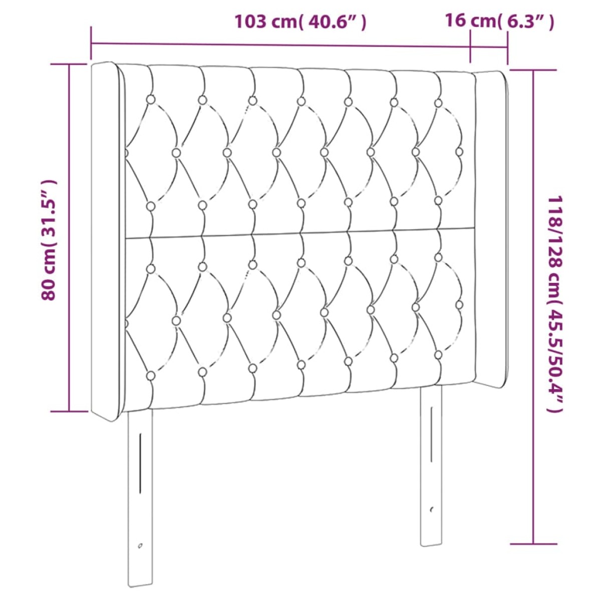 vidaXL Κεφαλάρι Κρεβατιού LED Taupe 103x16x118/128 εκ. Υφασμάτινο