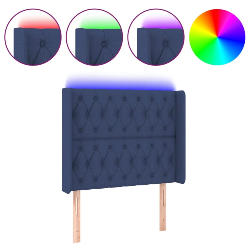 vidaXL Κεφαλάρι Κρεβατιού LED Μπλε 103x16x118/128 εκ. Υφασμάτινο
