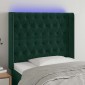 vidaXL Κεφαλάρι Κρεβατιού LED Σκούρο Πράσινο 103x16x118/128 εκ
