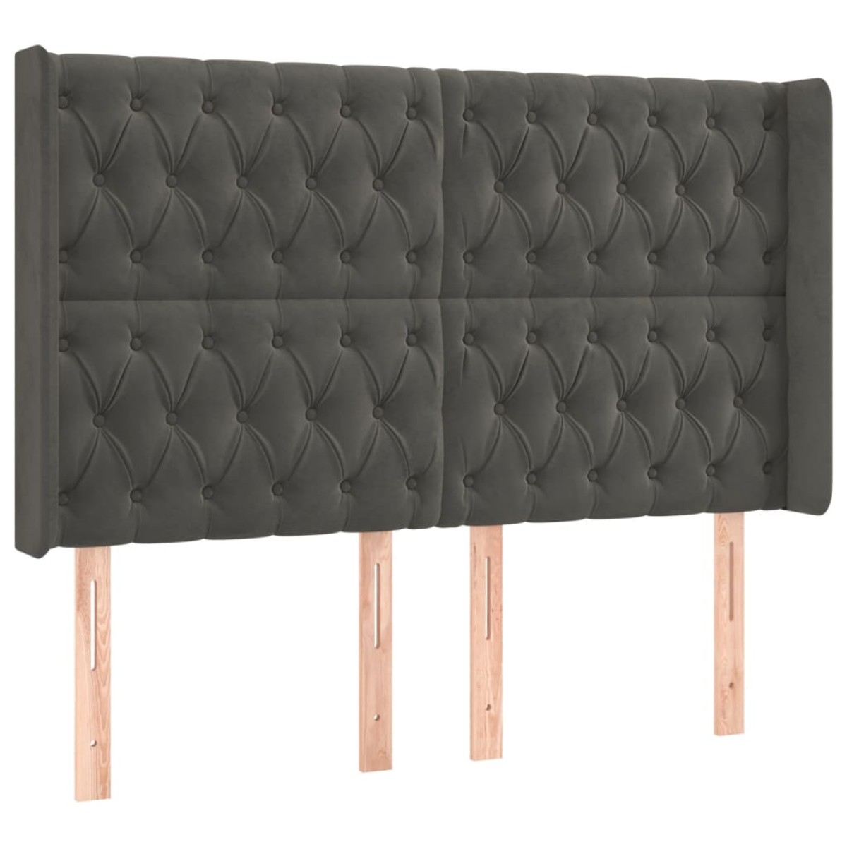vidaXL Κεφαλάρι Κρεβατιού LED Σκούρο Γκρι 147x16x118/128εκ. Βελούδινο