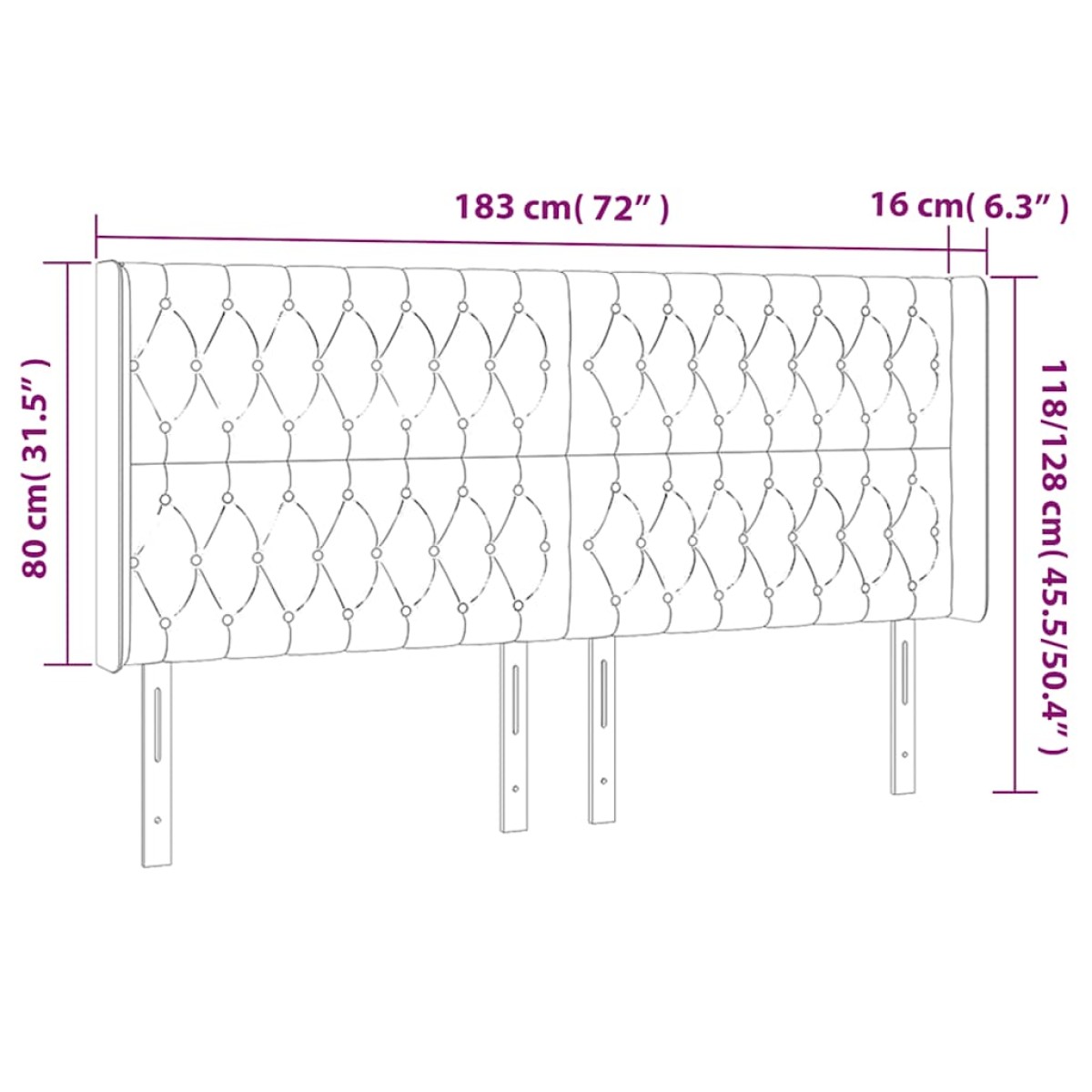 vidaXL Κεφαλάρι Κρεβατιού LED Σκούρο Πράσινο 183x16x118/128 εκ