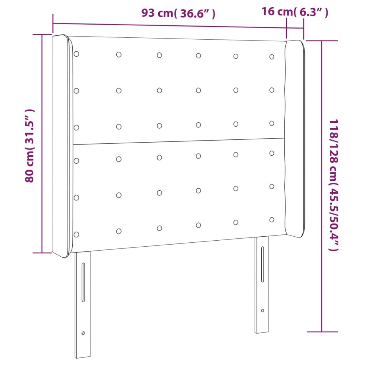 vidaXL Κεφαλάρι Κρεβατιού LED Μπλε 93x16x118/128εκ. Υφασμάτινο