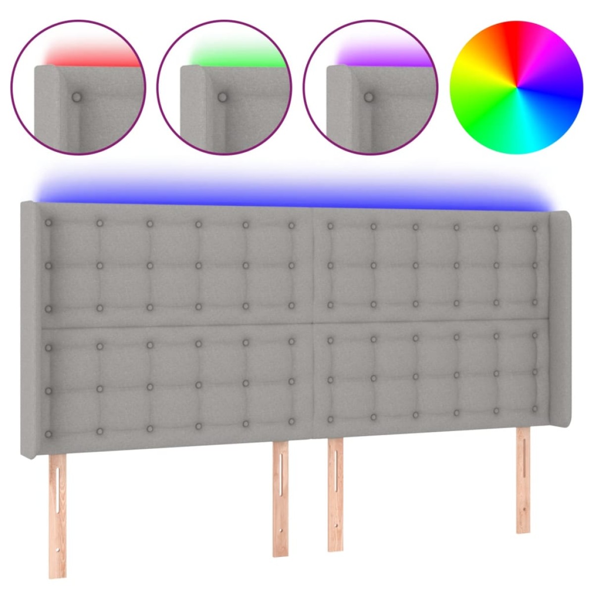 vidaXL Κεφαλάρι Κρεβατιού LED Ανοιχτό Γκρι 163x16x118/128 εκ.