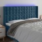 vidaXL Κεφαλάρι Κρεβατιού LED Σκούρο Μπλε 163x16x118/128 εκ. Βελούδινο