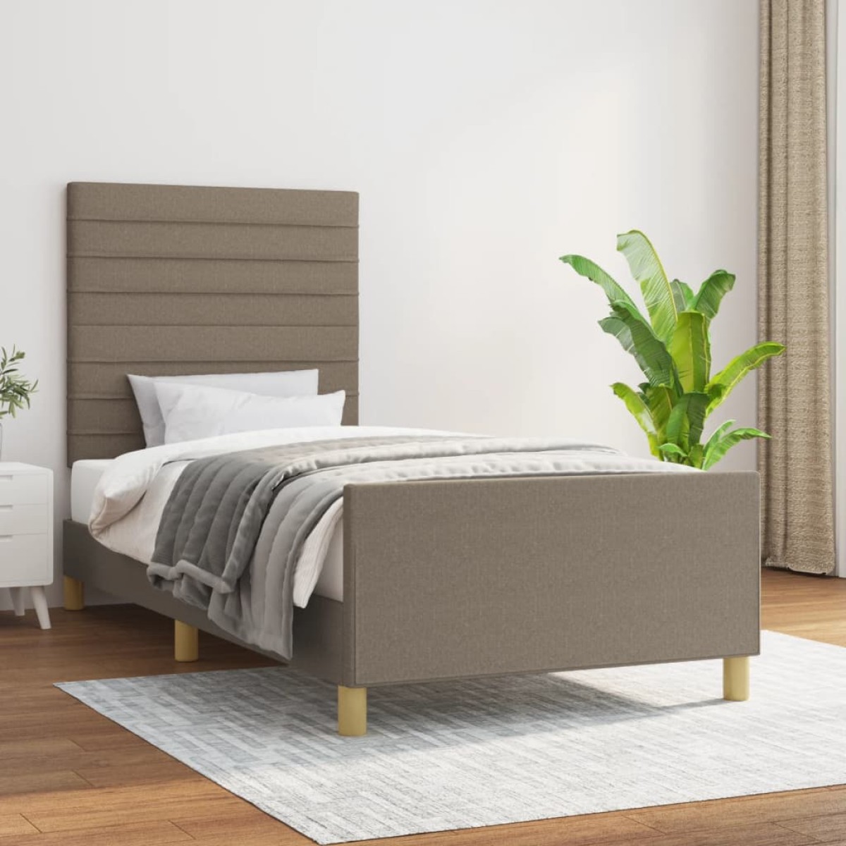 vidaXL Πλαίσιο Κρεβατιού με Κεφαλάρι Taupe 90x200 εκ. Υφασμάτινο