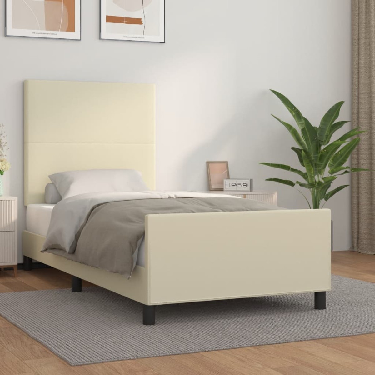 vidaXL Πλαίσιο Κρεβατιού με Κεφαλάρι Κρεμ 80x200 εκ. Συνθετικό Δέρμα