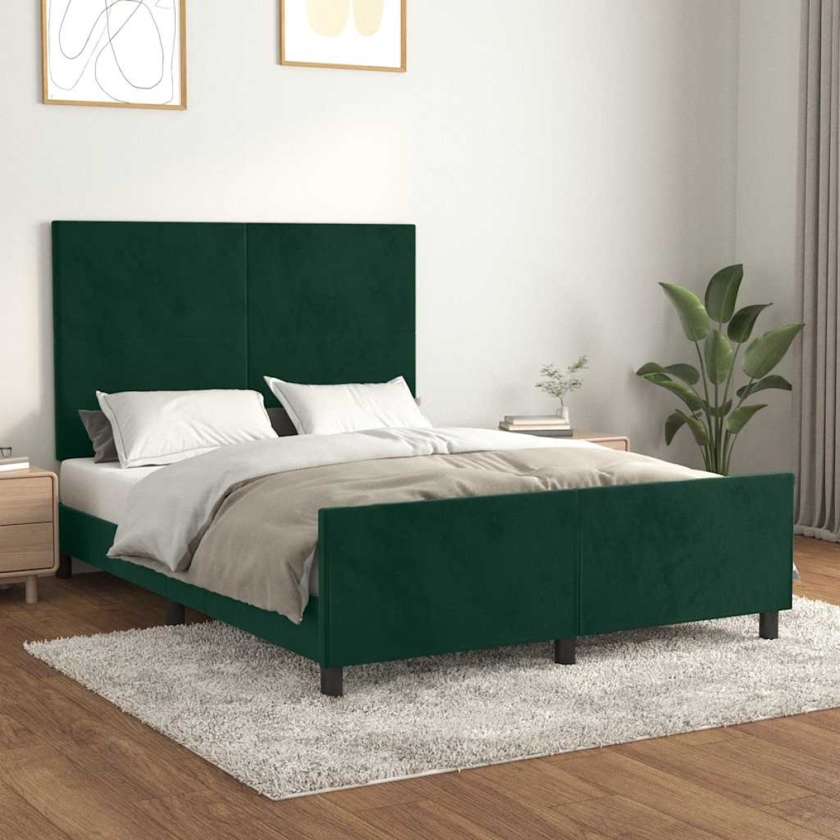 vidaXL Πλαίσιο Κρεβατιού με Κεφαλάρι Σκ. Πράσινο 140x200 εκ. Βελούδινο