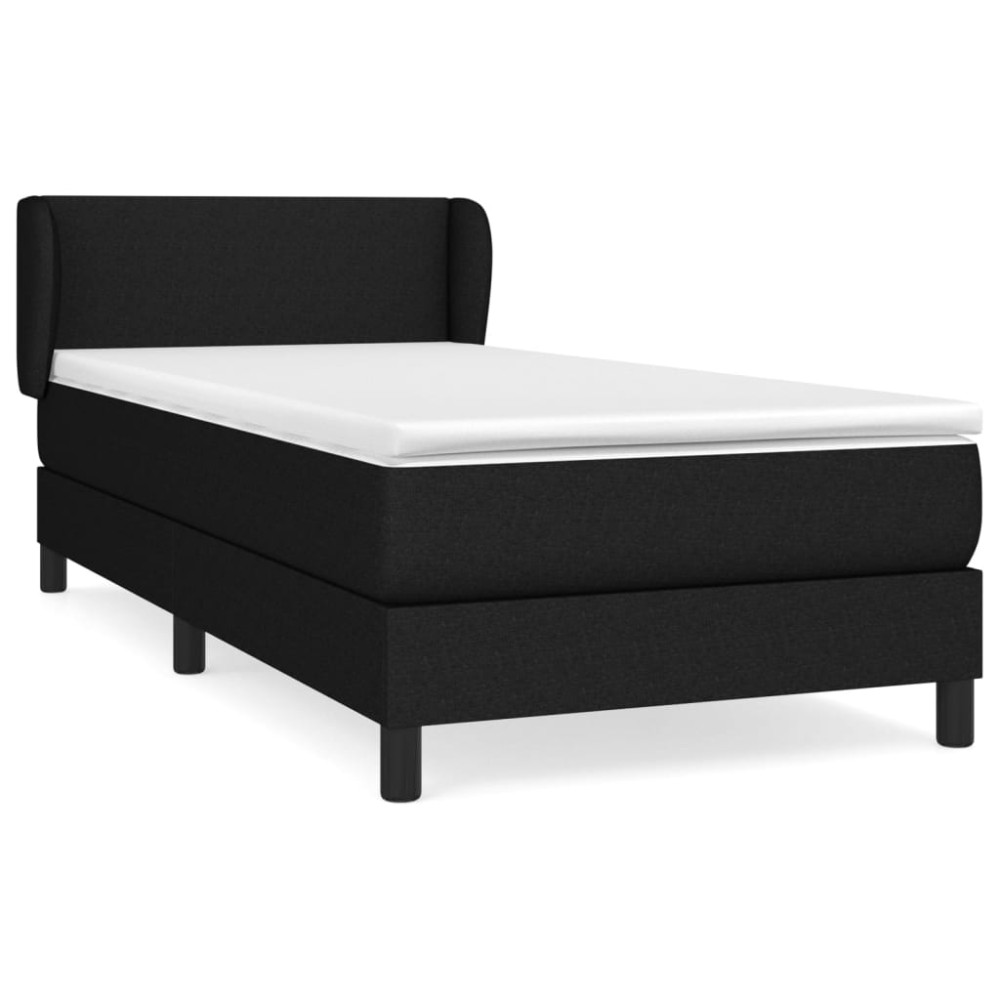 vidaXL Κρεβάτι Boxspring με Στρώμα Μαύρο 90x200 εκ. Υφασμάτινο
