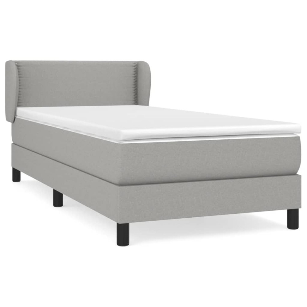 vidaXL Κρεβάτι Boxspring με Στρώμα Ανοιχτό Γκρι 90x190 εκ. Υφασμάτινο