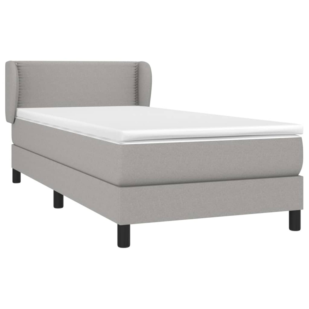 vidaXL Κρεβάτι Boxspring με Στρώμα Ανοιχτό Γκρι 90x190 εκ. Υφασμάτινο