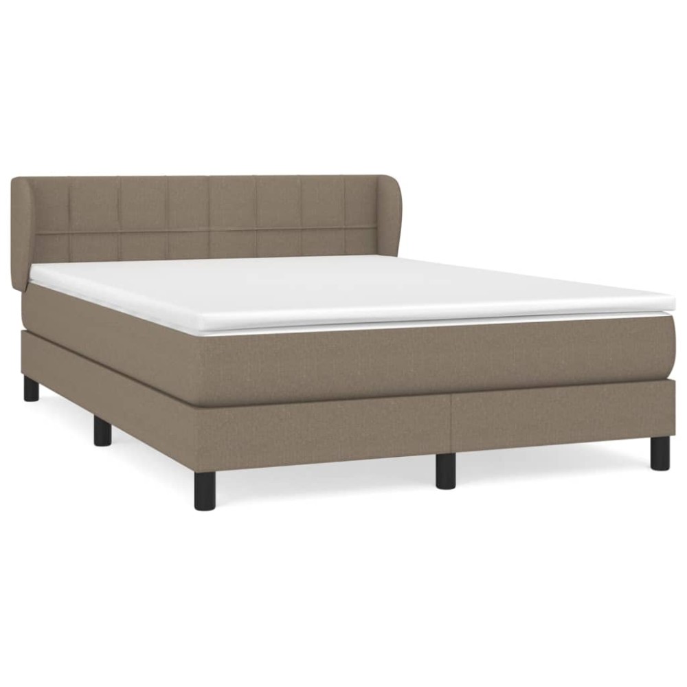 vidaXL Κρεβάτι Boxspring με Στρώμα Taupe 140x190 εκ. Υφασμάτινο