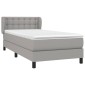 vidaXL Κρεβάτι Boxspring με Στρώμα Ανοιχτό Γκρι 90x200 εκ. Υφασμάτινο