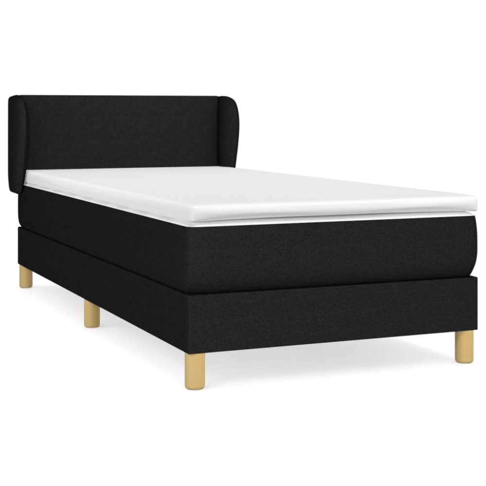 vidaXL Κρεβάτι Boxspring με Στρώμα Μαύρο 90x200 εκ. Υφασμάτινο
