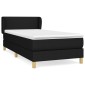 vidaXL Κρεβάτι Boxspring με Στρώμα Μαύρο 90x200 εκ. Υφασμάτινο