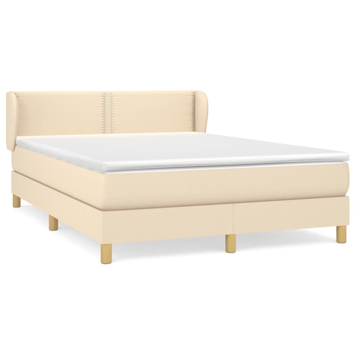 vidaXL Κρεβάτι Boxspring με Στρώμα Κρεμ 140x190 εκ. Υφασμάτινο