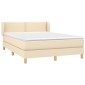 vidaXL Κρεβάτι Boxspring με Στρώμα Κρεμ 140x190 εκ. Υφασμάτινο