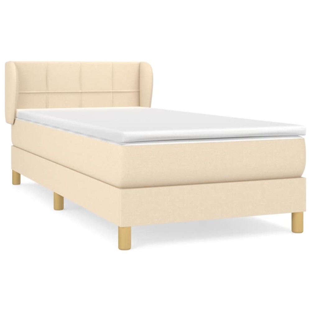 vidaXL Κρεβάτι Boxspring με Στρώμα Κρεμ 80 x 200 εκ. Υφασμάτινο