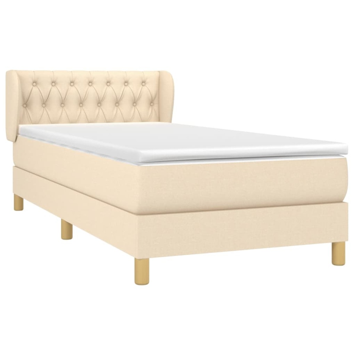 vidaXL Κρεβάτι Boxspring με Στρώμα Κρεμ 90x190 εκ.Υφασμάτινο