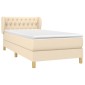 vidaXL Κρεβάτι Boxspring με Στρώμα Κρεμ 90x190 εκ.Υφασμάτινο