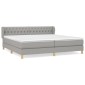 vidaXL Κρεβάτι Boxspring με Στρώμα Ανοιχτό Γκρι 200x200 εκ. Υφασμάτινο