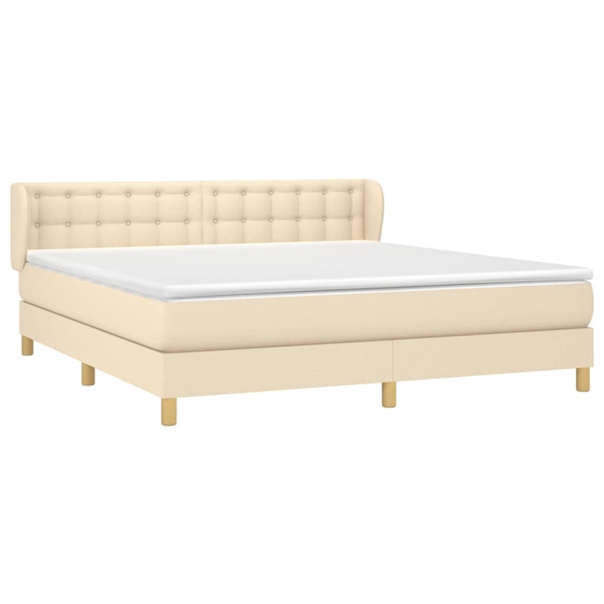 vidaXL Κρεβάτι Boxspring με Στρώμα Κρεμ 160x200 εκ. Υφασμάτινο
