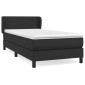 vidaXL Κρεβάτι Boxspring με Στρώμα Μαύρο 90x190εκ. από Συνθετικό Δέρμα