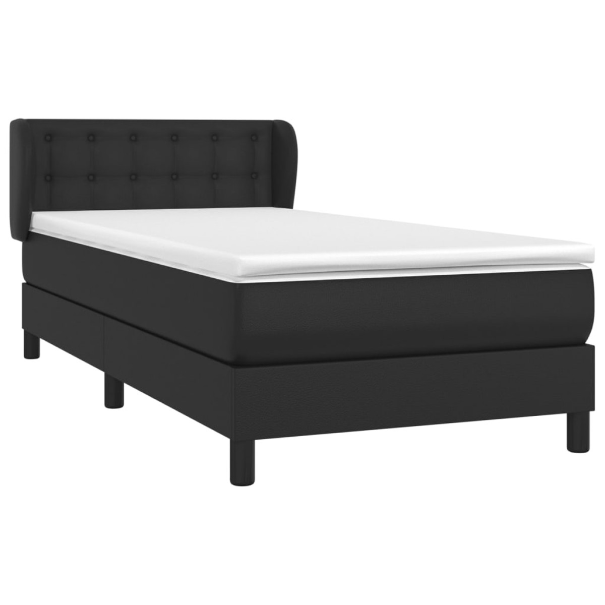 vidaXL Κρεβάτι Boxspring με Στρώμα Μαύρο 90x190εκ. από Συνθετικό Δέρμα