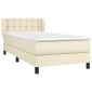 vidaXL Κρεβάτι Boxspring με Στρώμα Κρεμ 90x190 εκ. από Συνθετικό Δέρμα