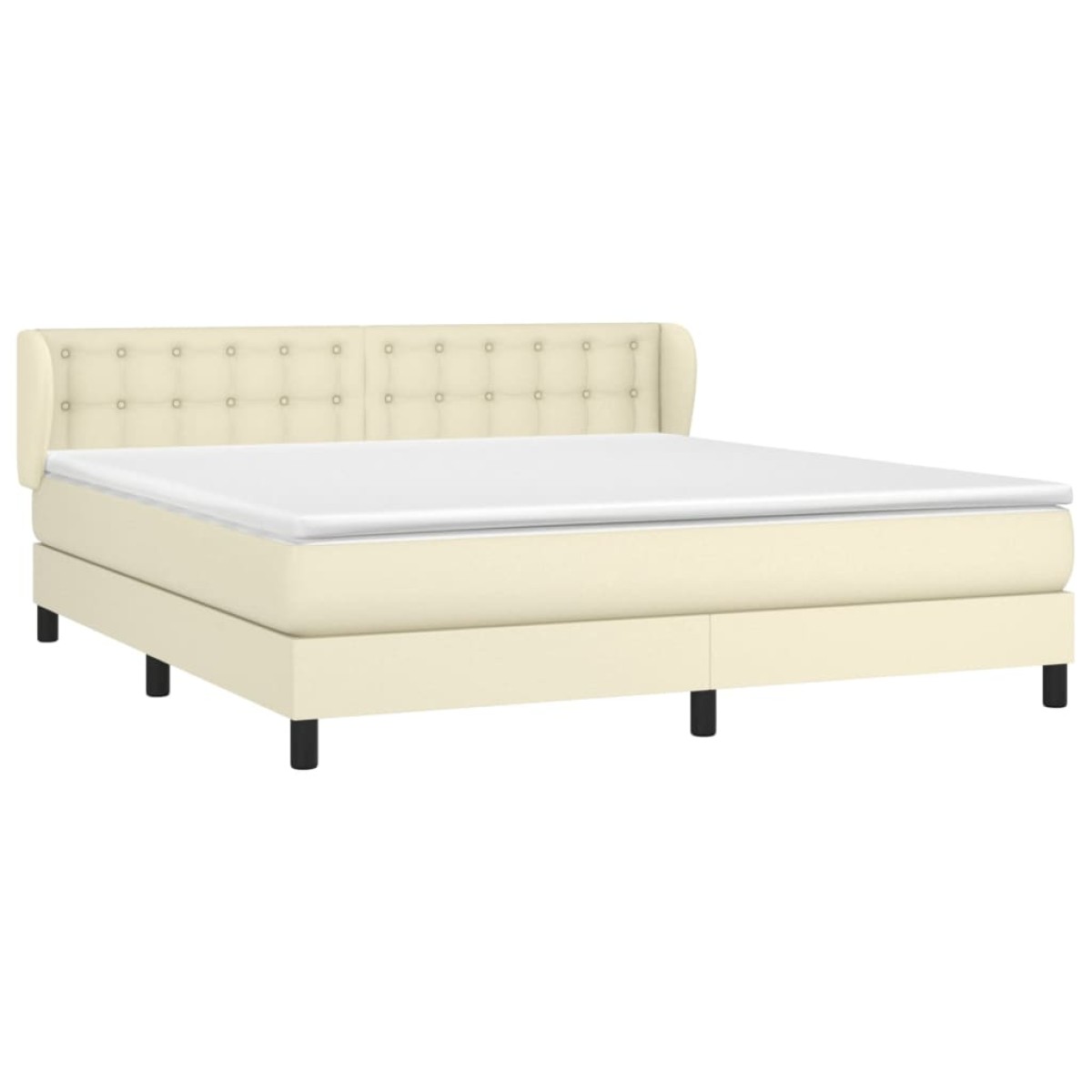 vidaXL Κρεβάτι Boxspring με Στρώμα Κρεμ 160x200εκ. από Συνθετικό Δέρμα