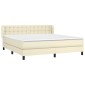 vidaXL Κρεβάτι Boxspring με Στρώμα Κρεμ 160x200εκ. από Συνθετικό Δέρμα